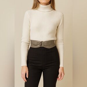 Vintage Italian Pebbled Leather Waist Belt